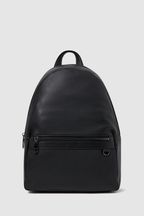 Reiss Black Drew Leather Zipped Backpack