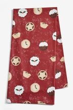 Red Christmas Pudding and Pie Wipe Clean Table Cloth