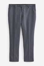 Dark Blue Slim Wool Blend Donegal Suit: Trousers