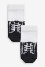 White Football Baby Socks 2 Pack (0mths-2yrs)