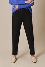Live Unlimited Shorter Length Curve Tapered Woven Black Trousers With Pockets