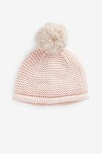 Pink Knit Baby Pom Hat (0mths-2yrs)