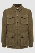 Reiss Sage Mays Suede Long Sleeve Four Pocket Jacket