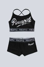 Pineapple Black Jacquard Girls 2 Piece Bikini Set