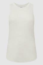 Reiss Cream Piper Knitted Linen Vest
