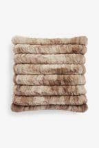 Mink Brown Coco Ruched Faux Fur Cushion