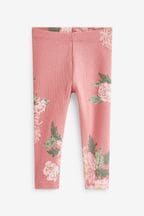 Pink Floral Rib Jersey Leggings (3mths-7yrs)