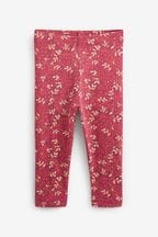 Red Floral Rib Jersey Leggings (3mths-7yrs)