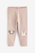 Pale Pink Cat Embroidered Leggings (3mths-7yrs)