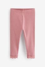 Pink Ribbed Lace Trim Leggings (3mths-7yrs)