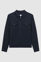 Reiss Navy Carnival Zip Through Blouson Jacket