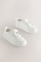 White Standard Fit (F) Touch Fastening Elastic Lace Shoes