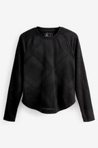 Black Atelier-lumieresShops Active Long Sleeve Jacquard Geo Sport Top