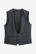Black Wool Blend Shiny Tuxedo Waistcoat