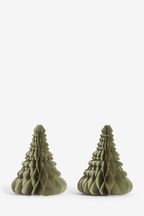 Set of 2 Green Paper Tree Christmas Decorations