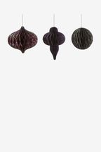 Set of 3 Purple Hanging Patterned Paper Christmas Decorations