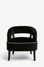 Soft Velvet Black Remi Show Wood Accent Chair