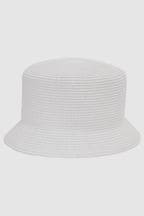 Reiss White Lexi Bucket Woven Bucket Hat