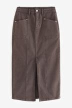 Brown Denim Maxi Skirt