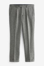 Grey Slim Fit Nova Fides Wool Blend Herringbone Suit: Trousers