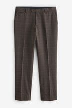 Brown Slim Trimmed Check Suit: Trousers