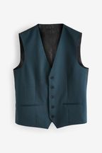 Teal Blue Wool Blend Suit Waistcoat