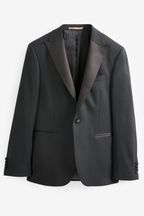 Black Wool Blend Shiny Tuxedo Suit Jacket