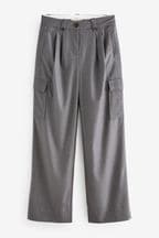 Grey Tailored Wide Trousers