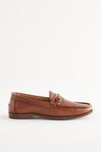 Tan Brown Leather Snaffle Loafers