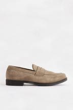 Stone Natural Suede Saddle Loafers