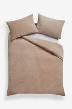 Natural Teddy Borg Fleece Duvet Cover And Pillowcase Set