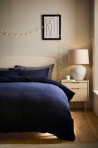 Navy Blue Teddy Borg Fleece Duvet Cover And Pillowcase Set