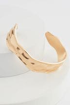 Gold Tone Molten Metal Cuff Bracelet