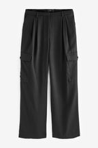 Black Tailored Cargo Wide Leg Trousers