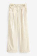 Cream Tailored Wide Leg Trousers