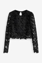 Black Occasion Lace Long Sleeve Top