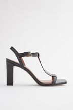 Black Signature Leather T-Bar Sandals