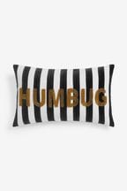 Monochrome Striped Humbug Christmas Cushion