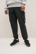 Black Regular Tapered Multi Pocket Cargo Trousers