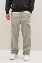 Light Grey Relaxed Fit Ripstop Cargo Trousers