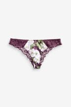 B by Ted Baker Berry Red Floral Satin Lace Brazilian Knickers