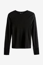 Black Long Sleeve Textured Top