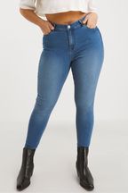 Simply Be Blue Mid Wash Lucy High Waisted Super Stretch Skinny Jeans