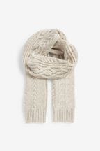 Cream Sparkle Knit Cable Scarf