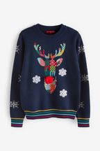 Navy Blue Reindeer Reindeer Christmas Jumper