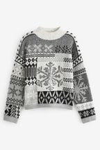 Grey Sequin Snowflake Womens Christmas Jumper