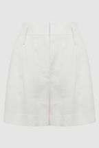 Reiss White Hollie Linen Pleat Front Shorts