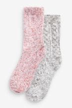 Pink/Grey Thermal Blend Ankle Socks 2 Pack