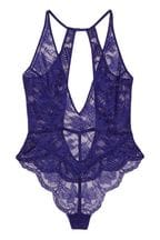 Victoria's Secret Night Ocean Blue Lace Plunge Bodysuit