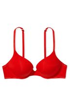 Victoria's Secret Lipstick Red Add 2 Cups Lightly Lined Logo Strap Full Cup Bra